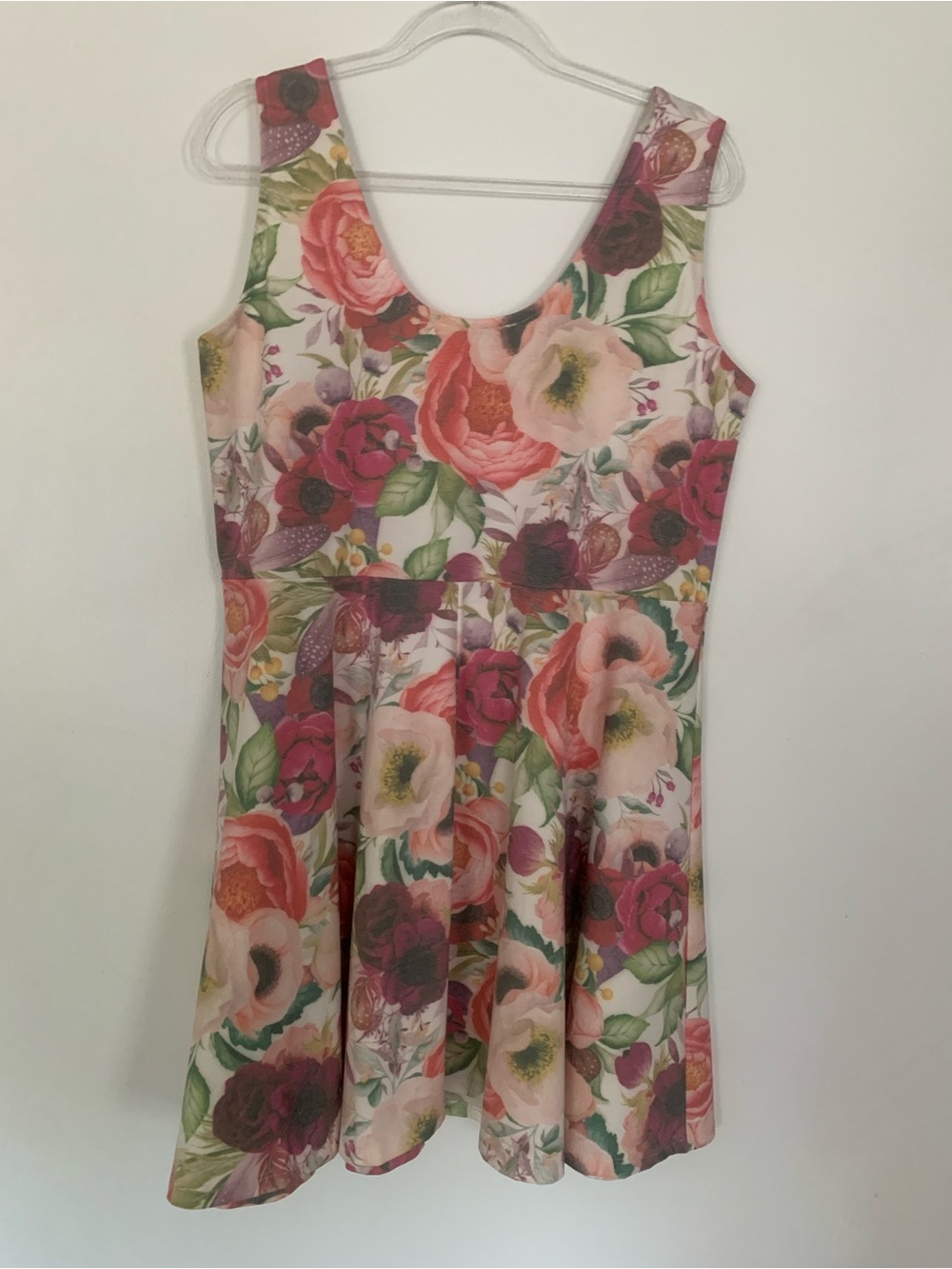 Floral Fit & Flare Casual Dress in Pink and Green